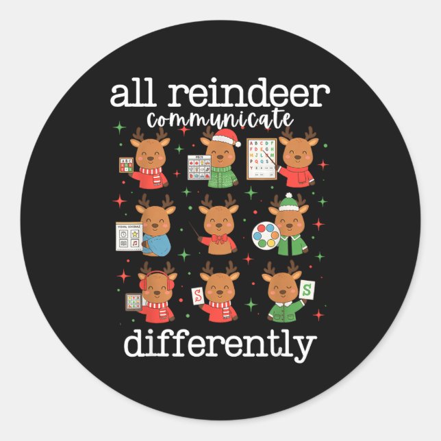 Adesivo Redondo All Reindeer Communicate Differently Xmas Autism A (Frente)