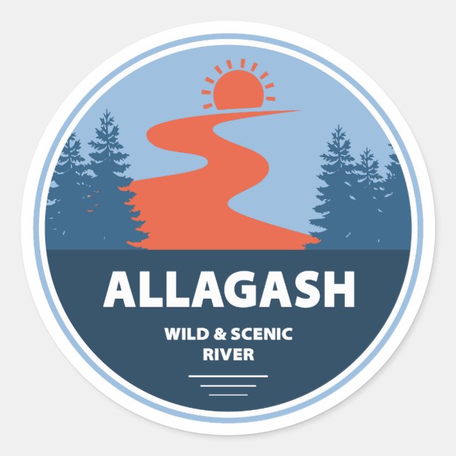 Adesivo Redondo Allagash Wild E Scenic River Maine (Frente)