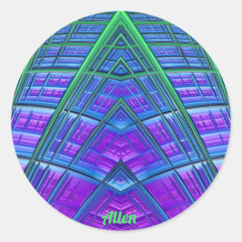 Adesivo Redondo ALLEN! Legal! Verde Azul Geométrico ~