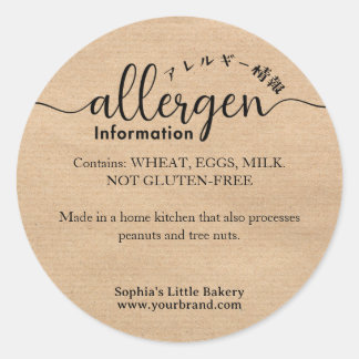 Adesivo Redondo Allergen Information Kraft Allergy Warning