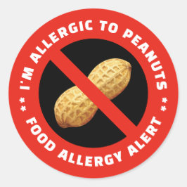 Adesivo Redondo Allergic to peanuts sticker for food alert