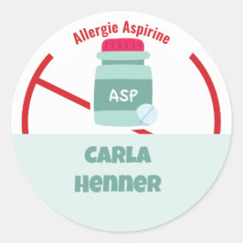 Adesivo Redondo Allergie Aspirine Classic Round Sticker