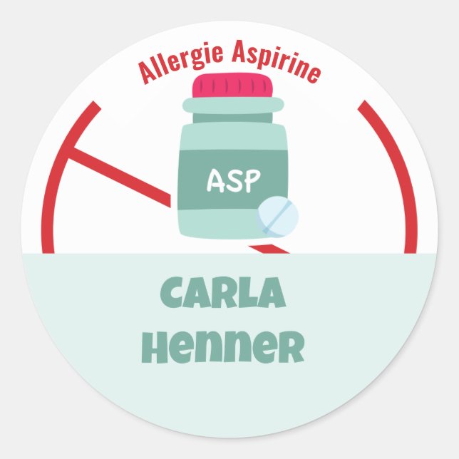 Adesivo Redondo Allergie Aspirine Classic Round Sticker (Frente)