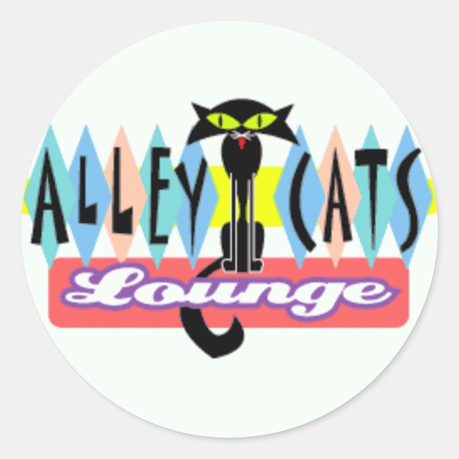 Adesivo Redondo "Alley Cat Lounge" (Frente)