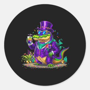 Adesivo Redondo Alligator Mardi Gras Carnival Outfit For Mens Wome
