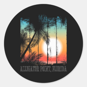 Adesivo Redondo Alligator Point Florida Beach Palms Férias Surf