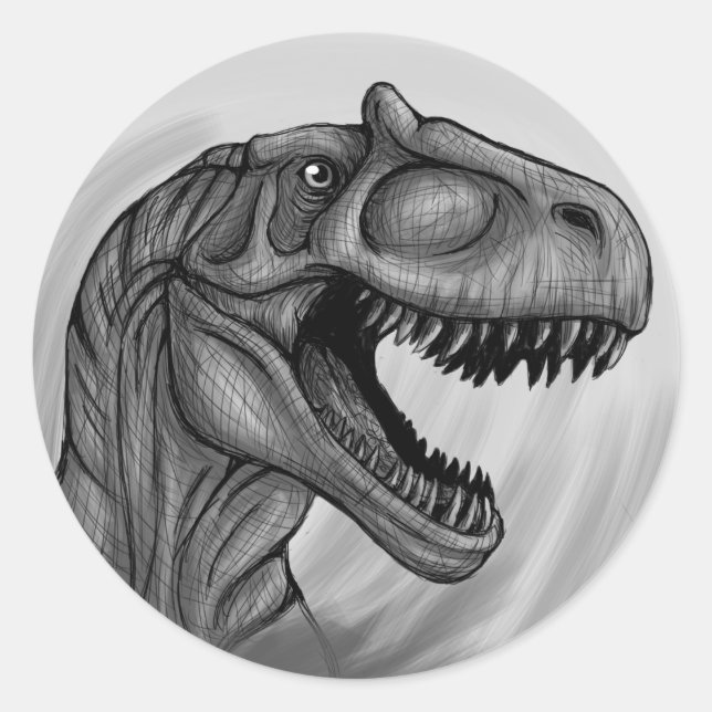 Adesivo Redondo Allosaurus Sketch (Frente)