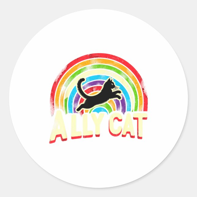 Adesivo Redondo Ally Cat Lgbt Pride Cat  (Frente)