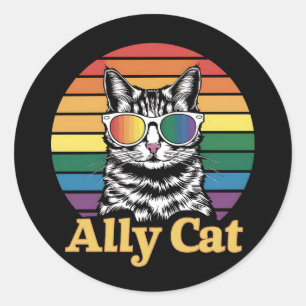Adesivo Redondo Ally Cat LGBT Sinalizador LGBTQ Gift