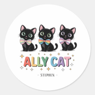 Adesivo Redondo Ally Cat - Orgulho LGBTQ de Gato Negro