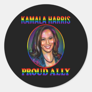 Adesivo Redondo Ally Kamala Harris Orgulho gay Mont De Sinalizador