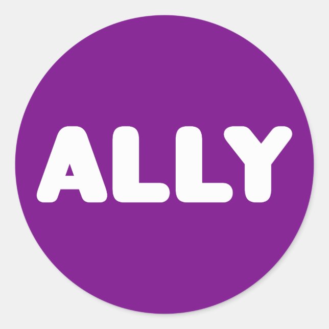 Adesivo Redondo Ally LGBTQ Hetero Ally Spirit Day White & Purple (Frente)