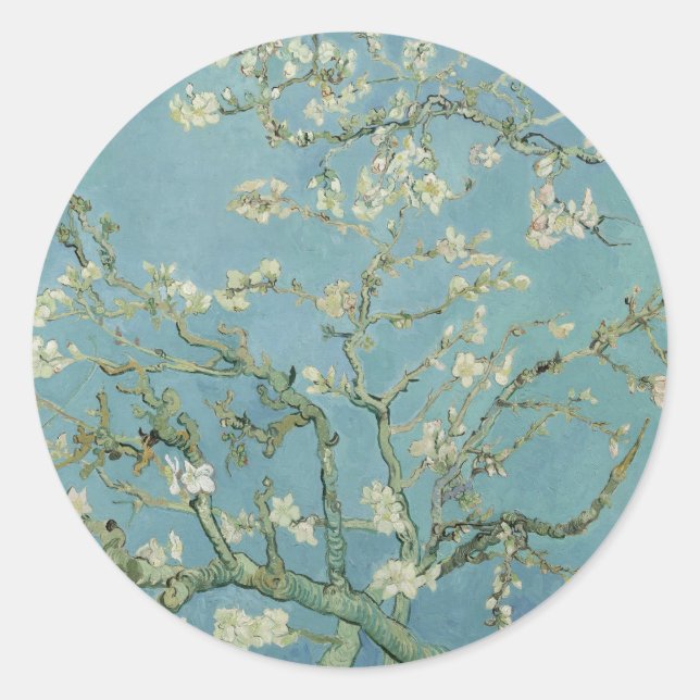 Adesivo Redondo Almond Blossom: Vincent Van Gogh (Frente)