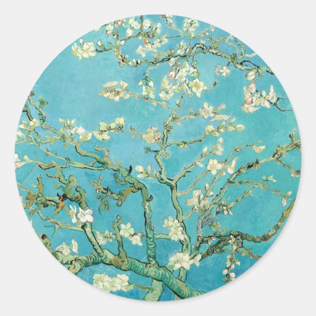 Adesivo Redondo Almond Blossoms | Vincent van Gogh (Frente)