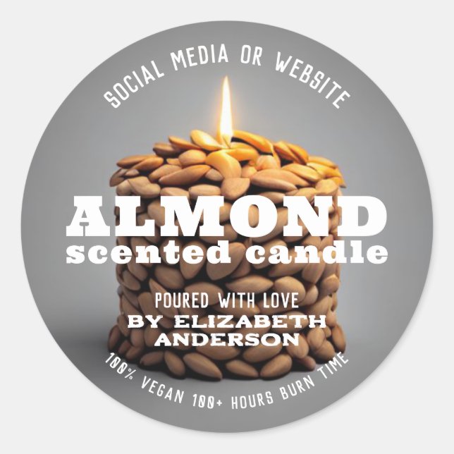 Adesivo Redondo Almond Candle (Frente)