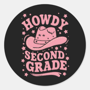 Adesivo Redondo Alô 2ª Série Cowboy Cowgirl De Volta à Escola