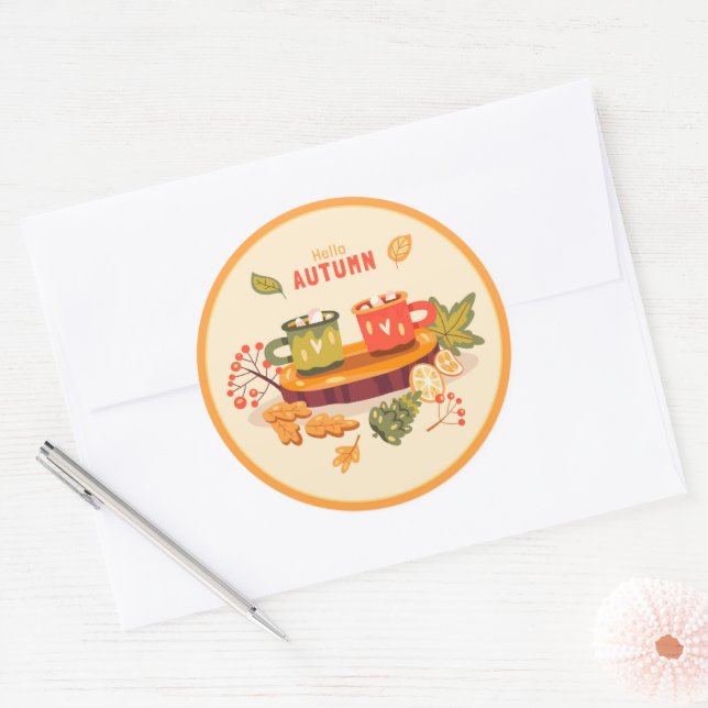 Adesivo Redondo Alô Autumn Classic Round Sticker (Envelope)