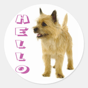 Adesivo Redondo Alô Cairn Terrier Puppy Dog Saudação Stickers