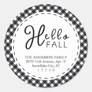 Adesivo Redondo Alô Fall   Ação de Graças de Buffalo Preto e Branc