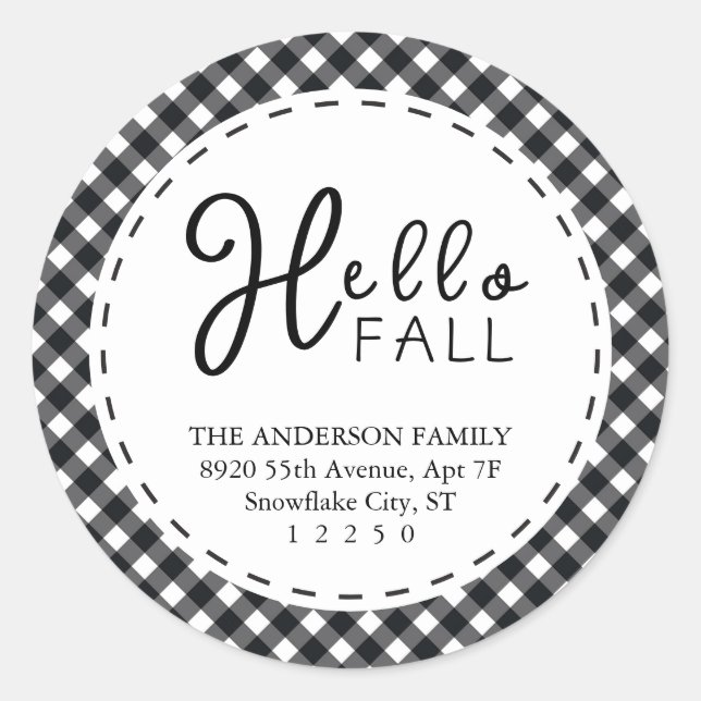 Adesivo Redondo Alô Fall | Ação de Graças de Buffalo Preto e Branc (Frente)