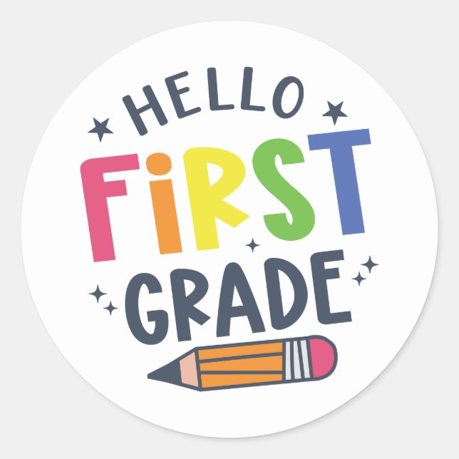 Adesivo Redondo Alô, primeiro ano de volta à escola (Frente)