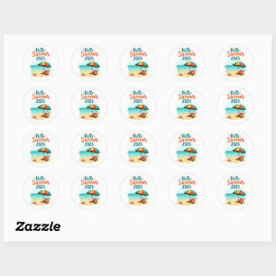 Adesivo Redondo Alô Summer 2025 🏖️ Beach Scene Sticker