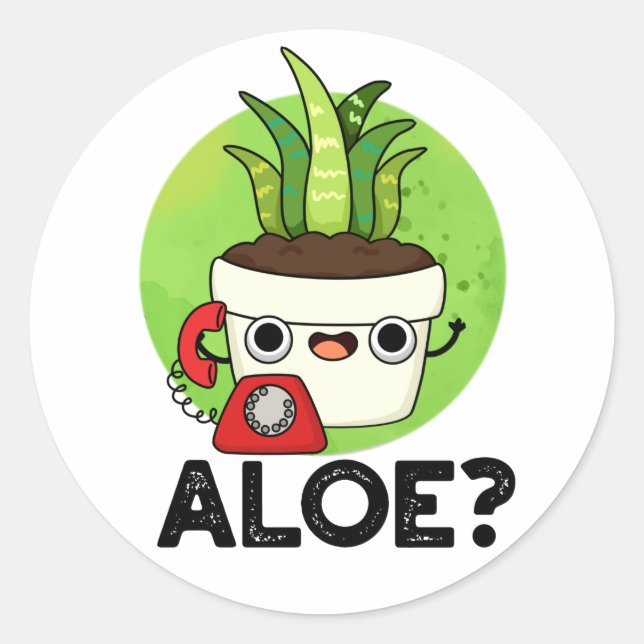 Adesivo Redondo Aloe Funny Plant Hello Pun (Frente)