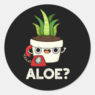 Adesivo Redondo Aloe Funny Plant Hello Pun Dark BG