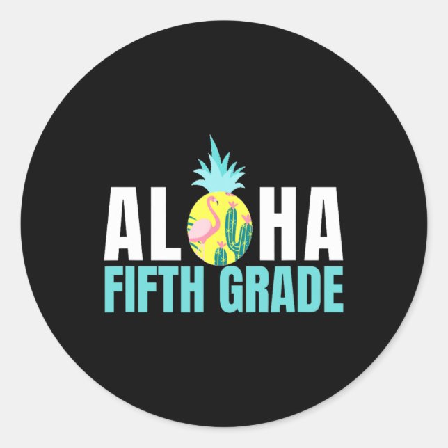 Adesivo Redondo Aloha 5º ano de volta às escolas Professores Gif (Frente)