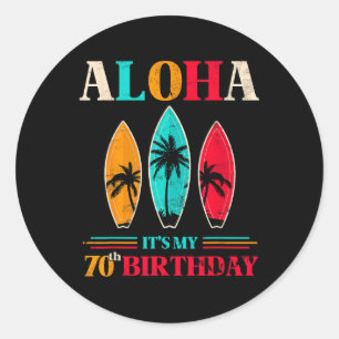 Adesivo Redondo Aloha 70º Aniversário Havaí Praia Tropical Surf