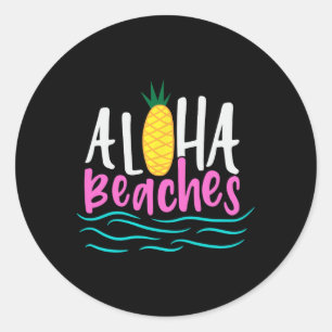 Adesivo Redondo Aloha Beaches Hawaii Beach Summer VacMen Wom
