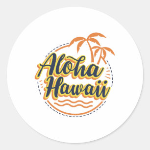 Adesivo Redondo Aloha Beaches Hawaii Palms Vintage Surfer Shirt