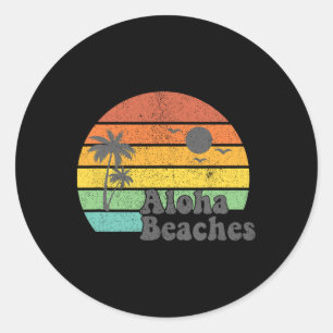 Adesivo Redondo Aloha Beaches Retro Beach Vacation Summer Cote Wo