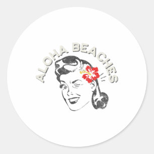 Adesivo Redondo Aloha Beaches Retro Vintage Style Hawaii Vacage1