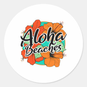Adesivo Redondo Aloha Beaches Tropicais Hawaii Flores Havaianas Is