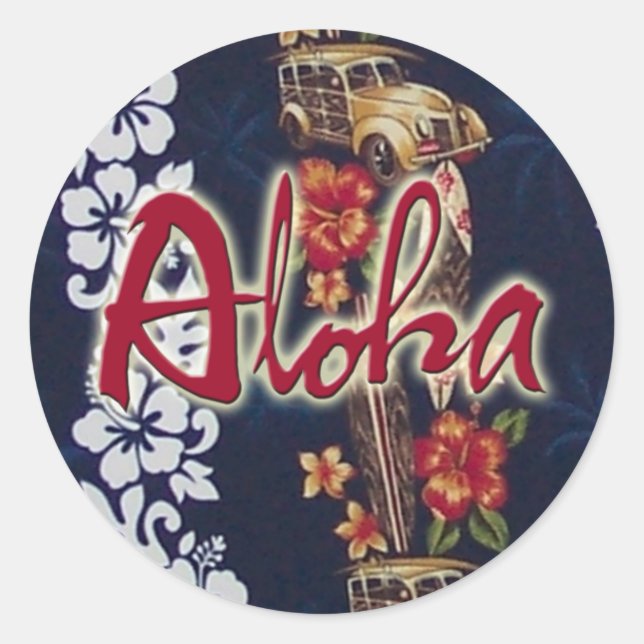 Adesivo Redondo Aloha Blue Hawaiian Impressão Sticker (Frente)
