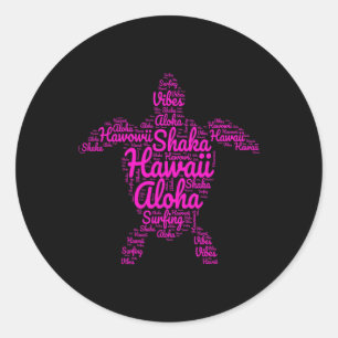 Adesivo Redondo Aloha Eu Amo Tartarugas Marinhas Do Havaí Vibe De