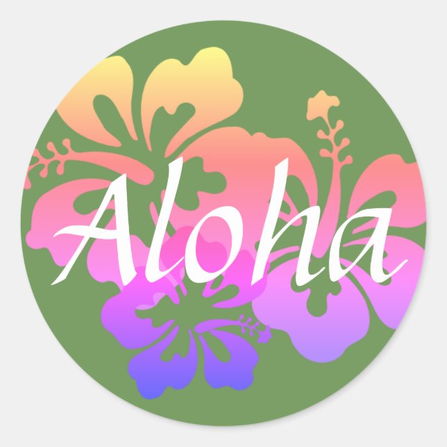Adesivo Redondo Aloha Flowers II Stickers (Frente)