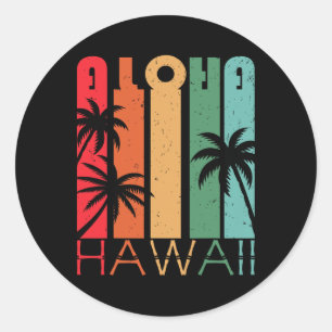 Adesivo Redondo Aloha Havaí Palmeira Tropical Ilha Havaiana Lo