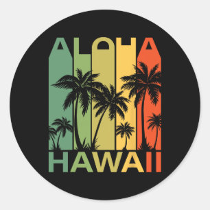Adesivo Redondo Aloha Havaí Palmeira Tropical Ilha Havaiana Re