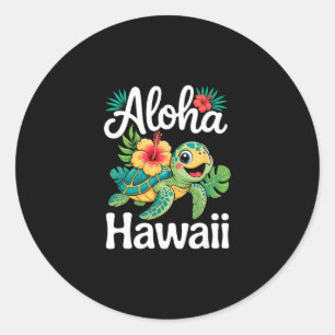 Adesivo Redondo Aloha Havaí Tartaruga Ilha Havaiana Crianças Homen