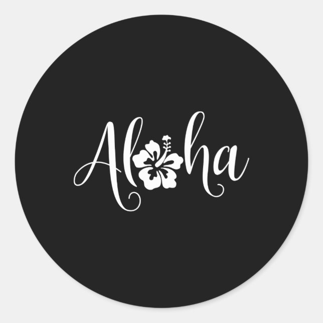 Adesivo Redondo Aloha Havaiana Hibiscus Flower Surfer Maui Kauai H (Frente)