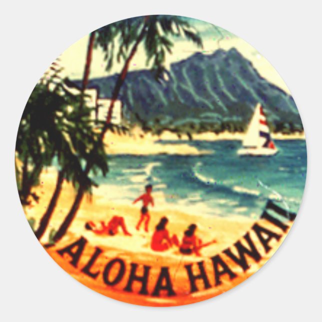 Adesivo Redondo Aloha Hawaii (Frente)