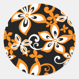 ADESIVO REDONDO ALOHA HAWAII (PRETO/LARANJA)