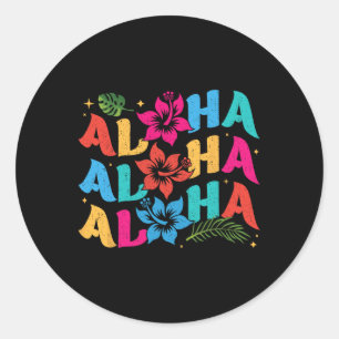 Adesivo Redondo Aloha Hawaiian Summer Hawaii Vacina Homens Com