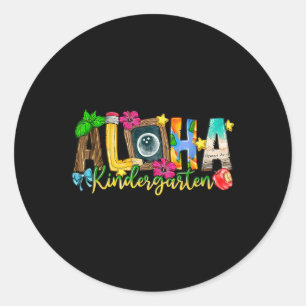 Adesivo Redondo Aloha Kindergarten Professor Life Summer Beach Vac