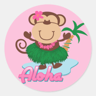 Adesivo Redondo Aloha Monkey Sticker