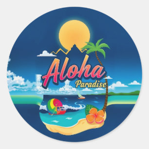 Adesivo Redondo Aloha Paradise: Sua Fuga Tropical Espera!"