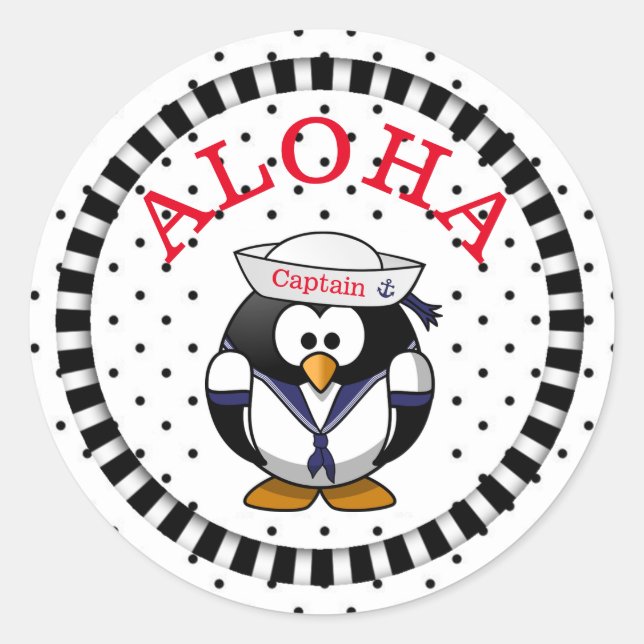 Adesivo Redondo Aloha Penguin (Frente)