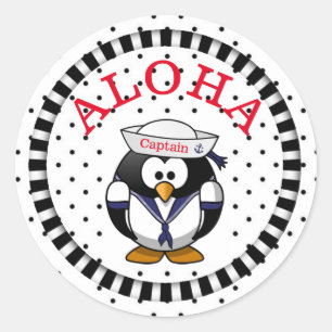 Adesivo Redondo Aloha Penguin